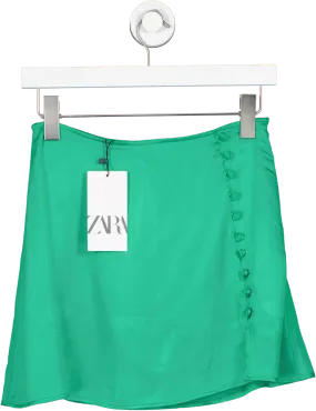 ZARA Green Satin Skort BNWT UK XS