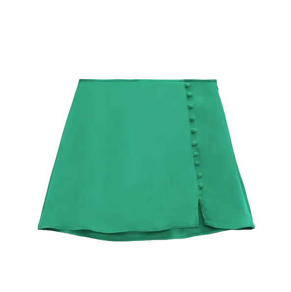 ZARA Green Satin Skort BNWT UK XS